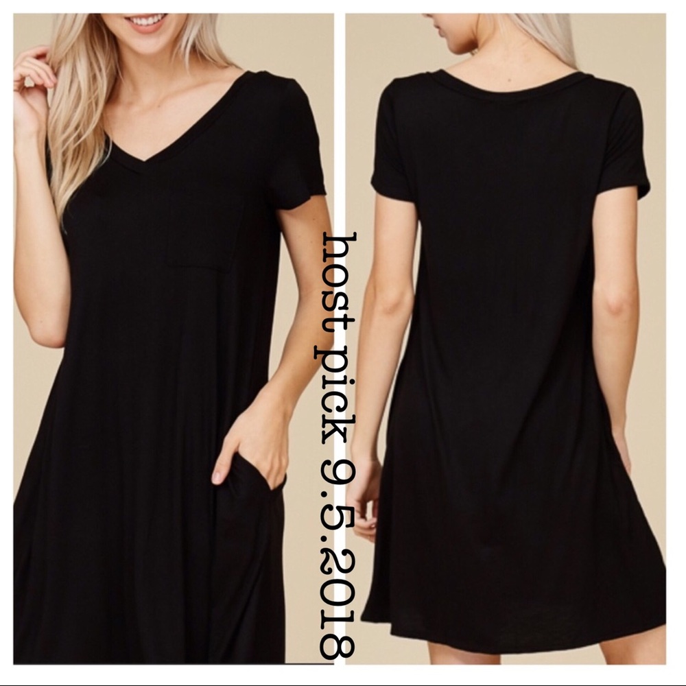 ❗️sale❗️BESTSELLING BLACK POCKET SWING DRESS - Picture 1 of 6